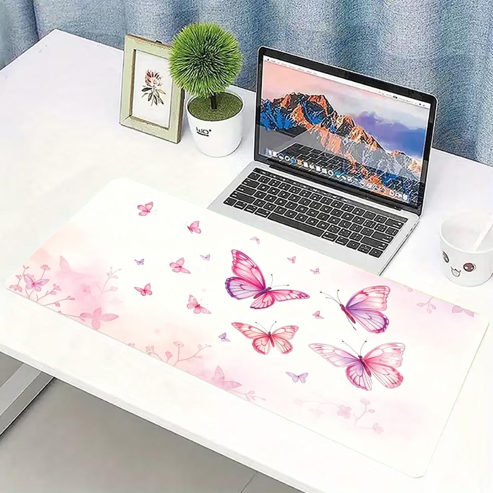 Pc Gaming Pink - Waterverf roze vlinder grote gaming muismat