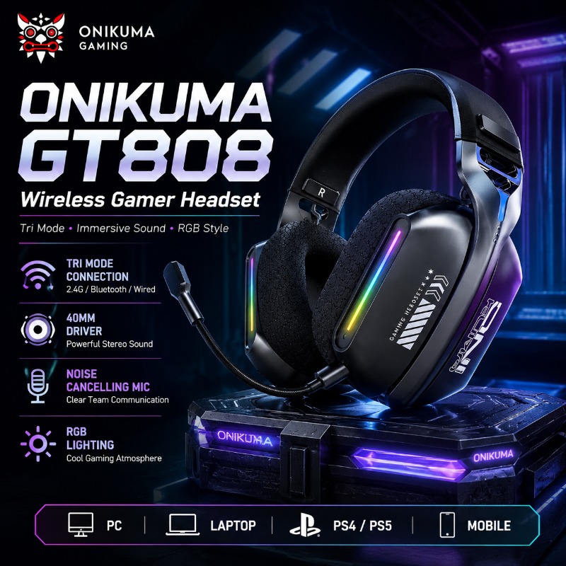 Pc Gaming Gigabyte - ONIKUMA GT808 Draadloze Gaming Headset Tri