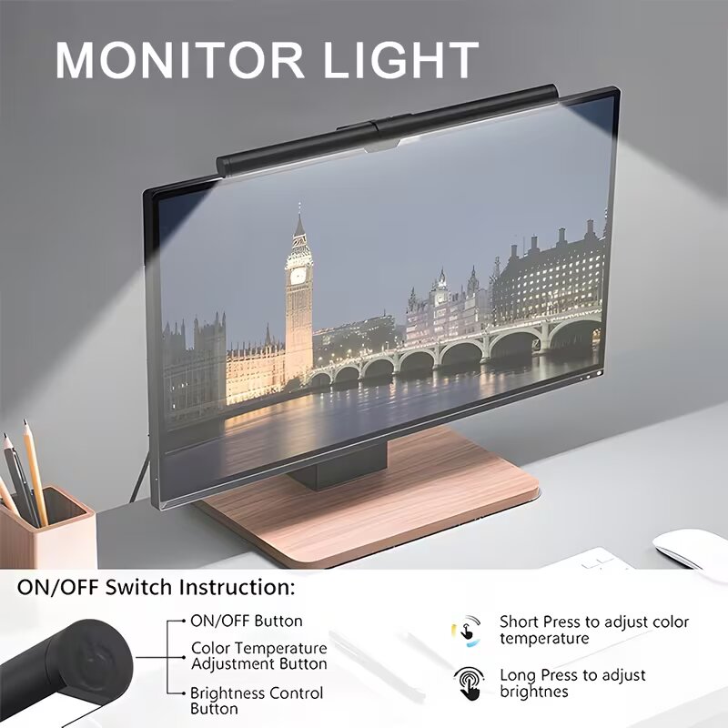 Pc Gaming Yellow - RGB LED-monitorlichtstrip Traploos dimmen Oogbescherming Scherm
