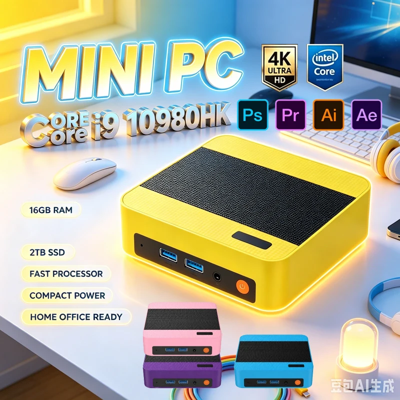 Pc Gaming Yellow - Lichtgele Mini PC Intel I9-10980HK, Win11