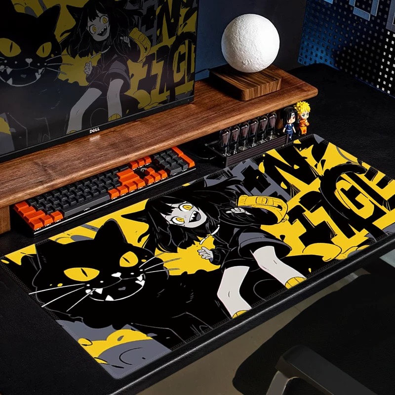 Pc Gaming Yellow - Anime Black Cat Gaming Muismat Geel