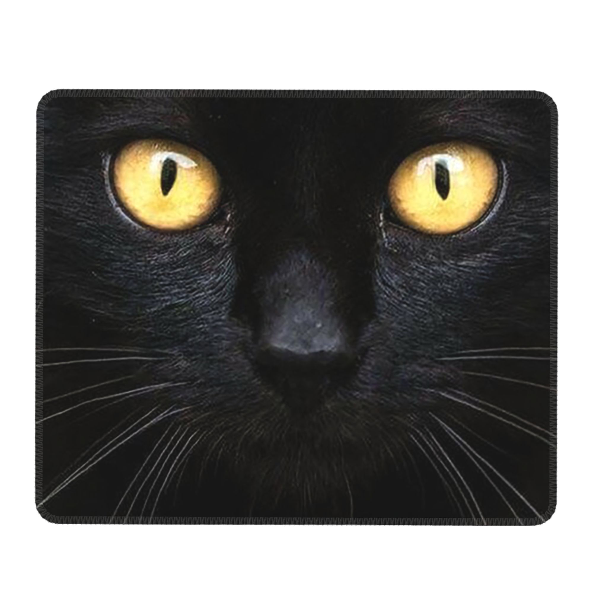 Pc Gaming Yellow - Zwart kattengezicht en gele ogen muismat