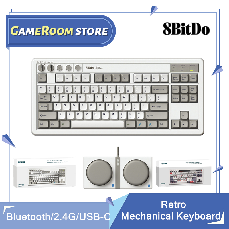 Pc Gaming Gigabyte - 8Bitdo Retro mechanisch toetsenbord, Bluetooth/2.4G/USB-C Hot-swappable