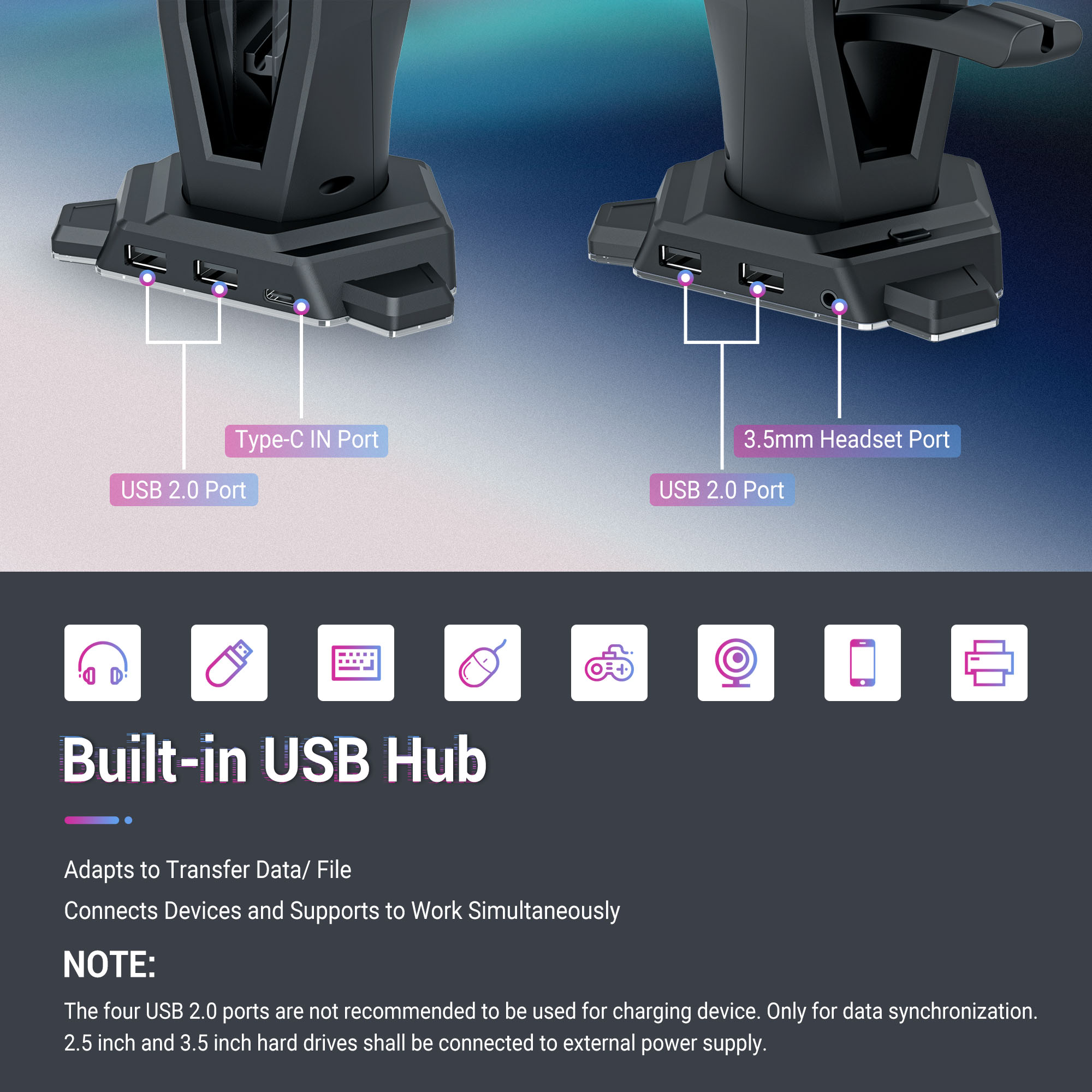 3 In 1 Rgb Gaming Headset Houd - Mouse Bungee Holder recensie en prijs