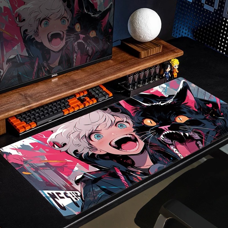 Anime Black Cat Gaming Muismat - Pc Gaming Yellow recensie en prijs