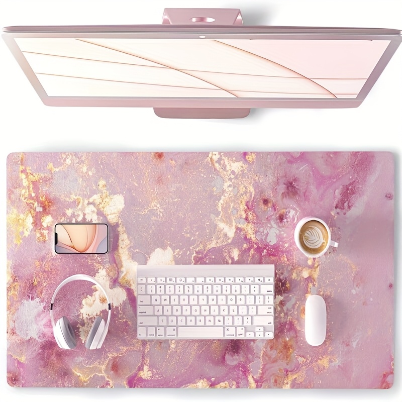 Grote roze marmeren bureaumat  - Pc Gaming Pink recensie en prijs