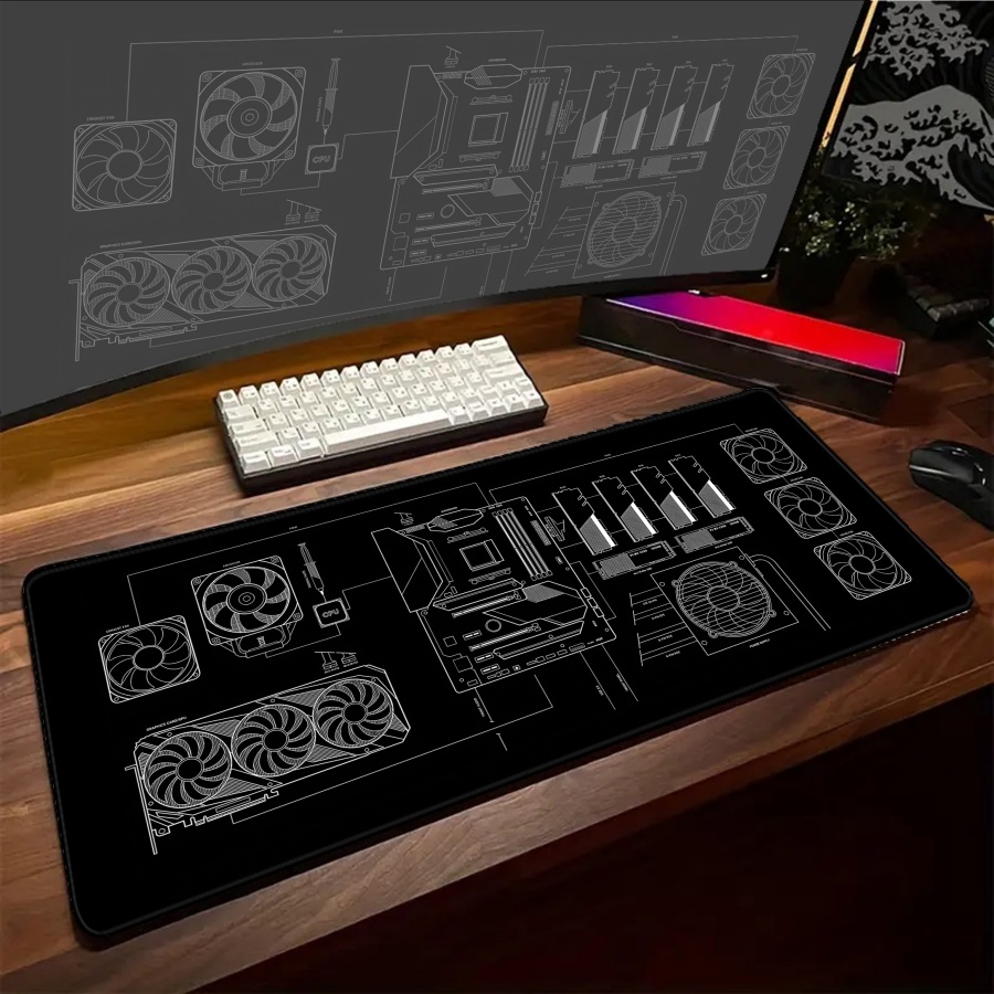 XXL bureaumatten Zwart Blauw G - Pc Gaming Yellow recensie en prijs